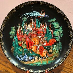 Palekh Decorative Plate with Medieval Scene
